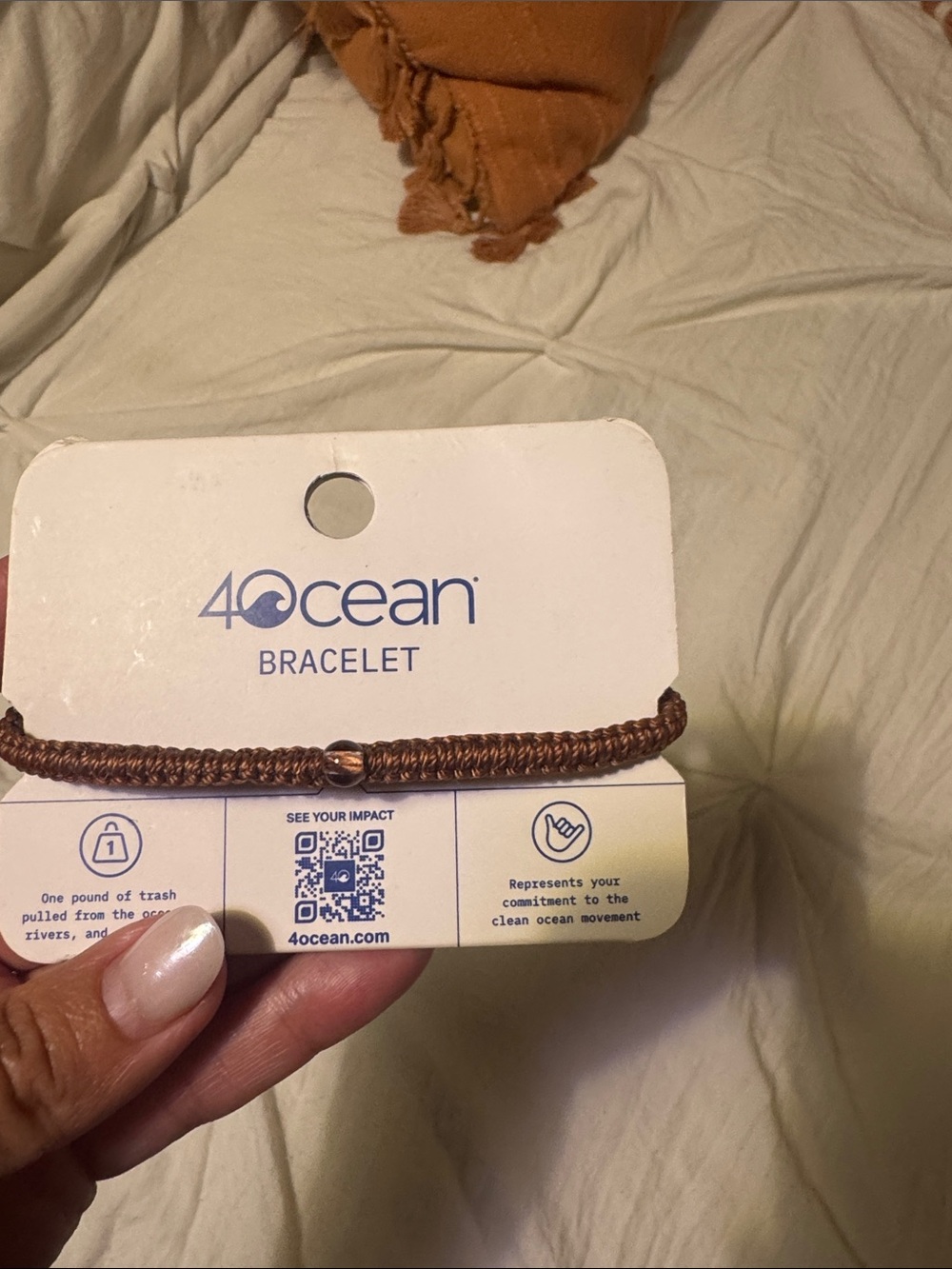 4ocean Brown Braided Adjustable Bracelet with Metal Accent